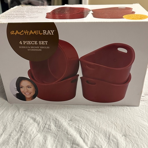 Rachael Ray Red Bubble & Brown 4-Piece Set - Picture 1 of 2